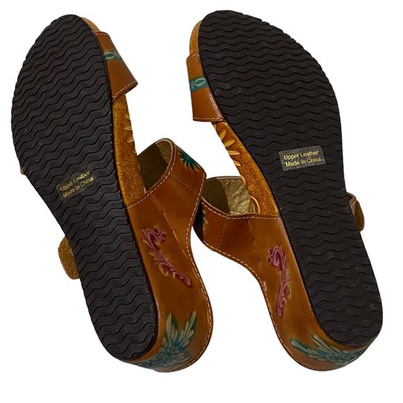 Elite by Corkus COURTNEY Womens Tooled Leather Sandals Size 6 Beachy Cruisewear - Picture 6 of 6